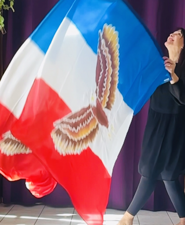 Esaïe 40.3 Bannières doubles 90x140cm + tiges Soie semi légère