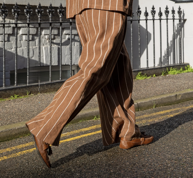 JASMINE stripe trouser - tobacco and cream