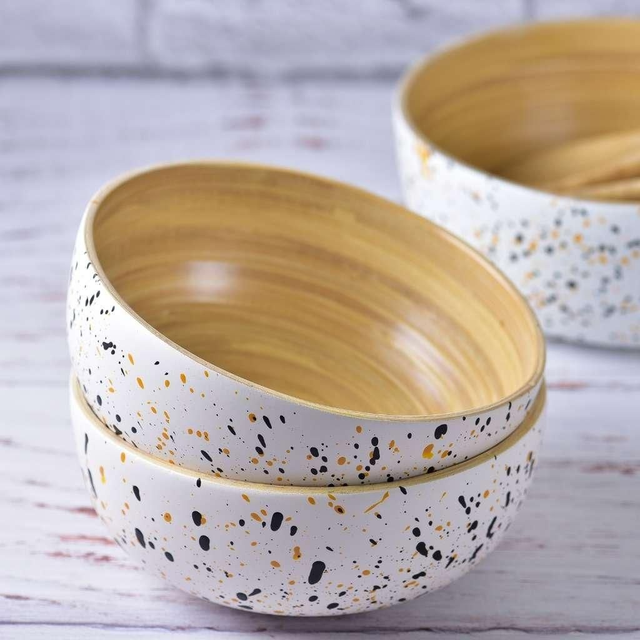 Speckled bamboo snack bowl 