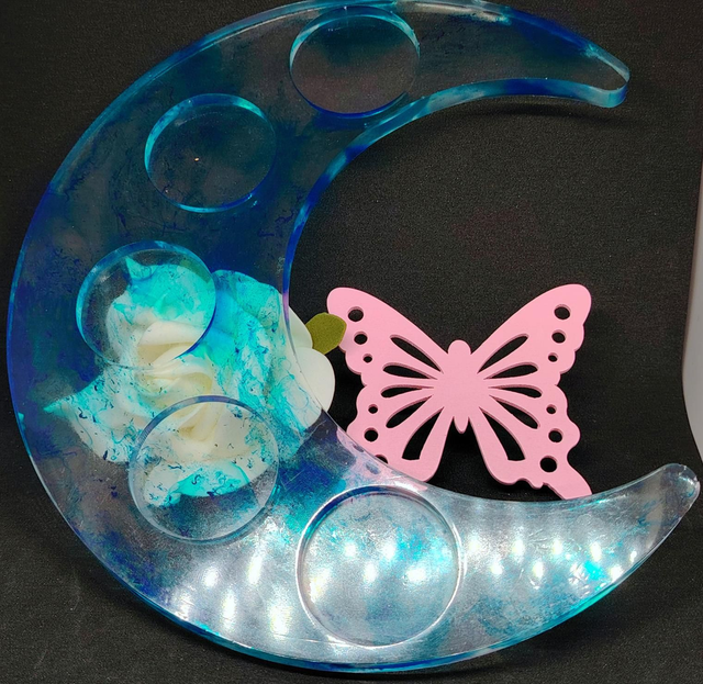 Bougeoir lune fumée bleue