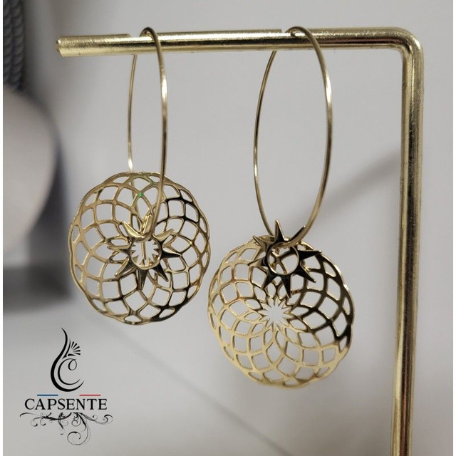 Boucles d&#039;oreilles créole Rosalia dorées 