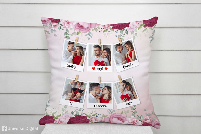 Cuscino in stile polaroid da inserire 6 foto dimensioni 40x40 