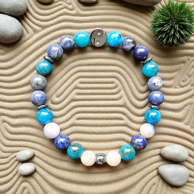 Bracelet Homme "Lâcher-prise" : Apatite, Lapis-Lazuli &amp; Sodalite