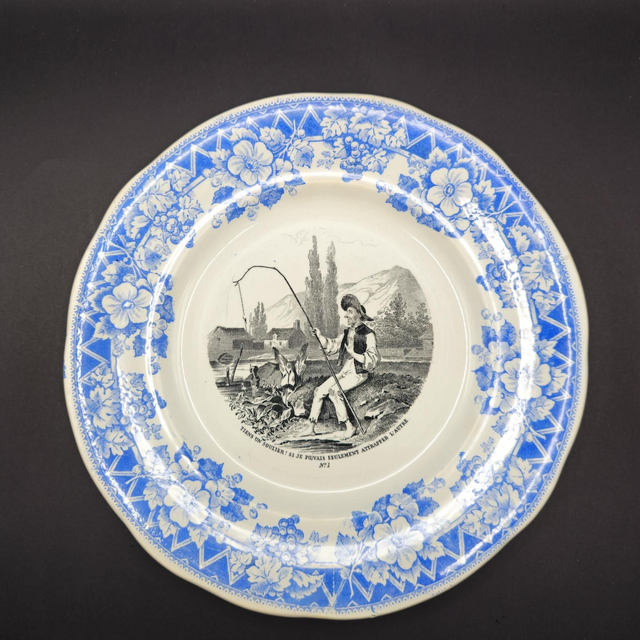 Assiette parlante Creil &amp;Montereau "Les pêcheurs"