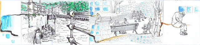 Dibujo Zabálburu y Ría de Bilbao