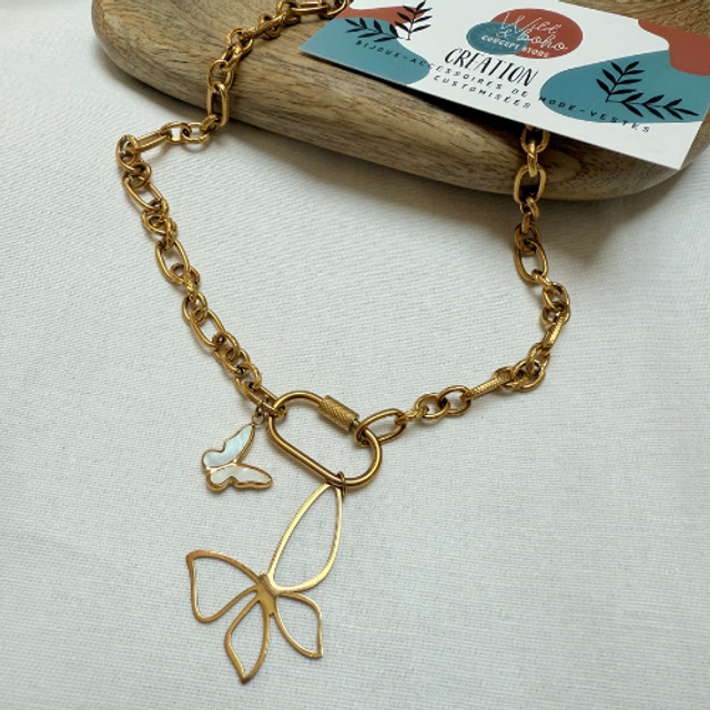 Collier chaine épaisse papillon