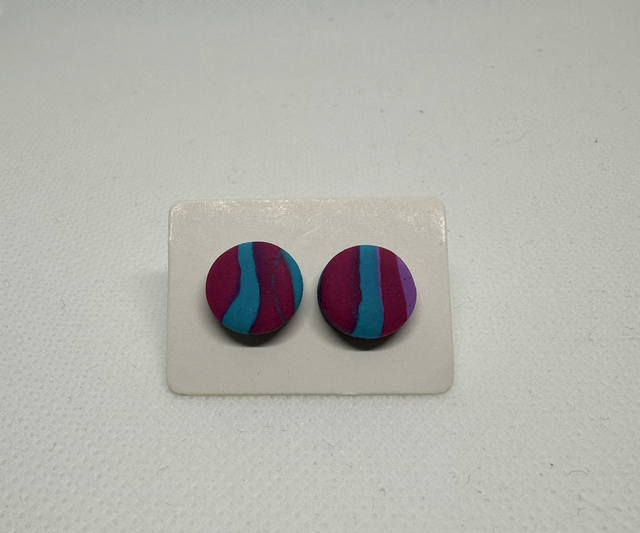 Ohrstecker klein Marmor Pink/Blau