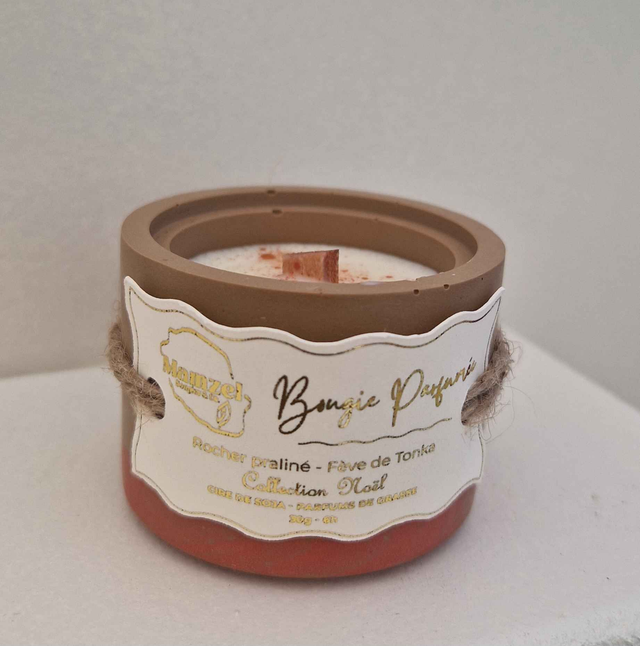 Bougie Végétale 30g - 6h - COLLECTION NOËL - Rocher praliné, Fève de Tonka