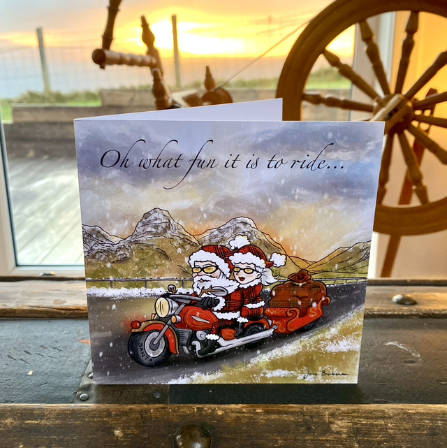 Santa Biker in Glen Coe Christmas card