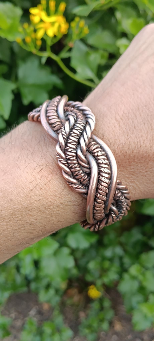 Bracelet en cuivre , multi tressages 