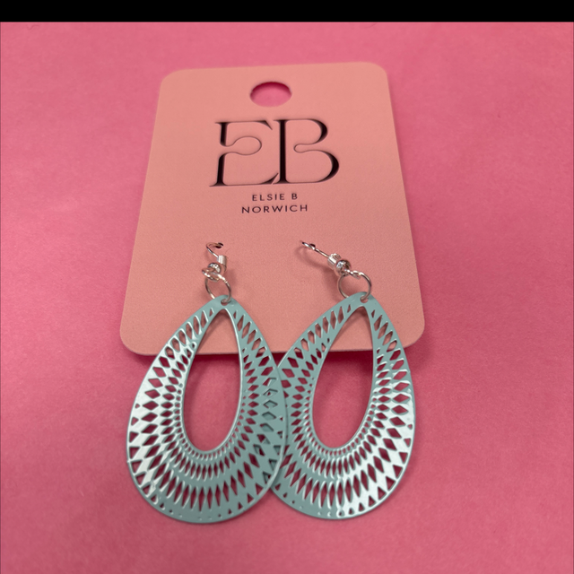 Milk filigree drop earrings silver hooks 