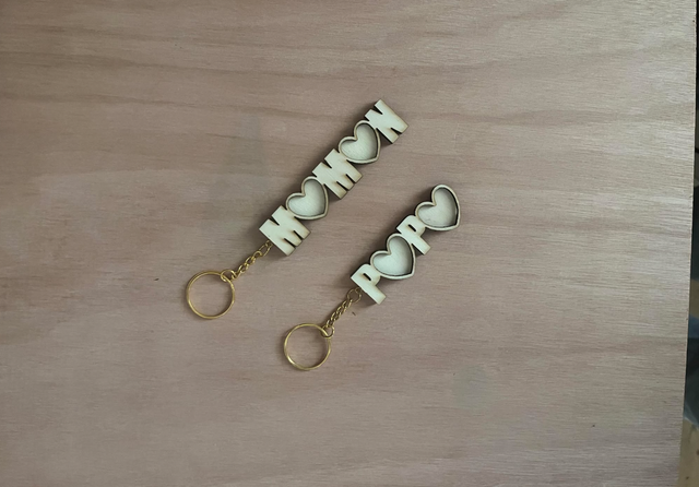 Porte-clés MAMAN ou PAPA cœur 