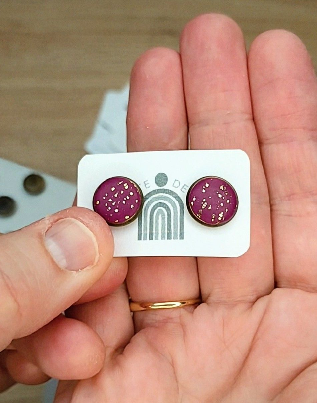 Puces cabochons bordeaux - Nuit dorée