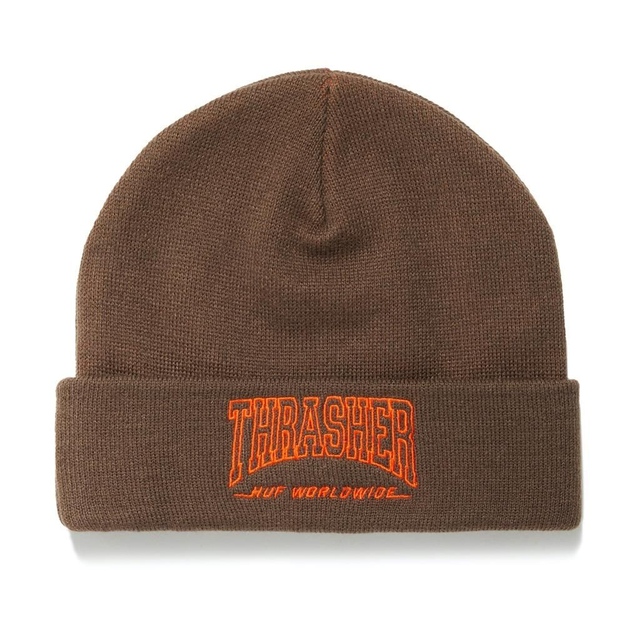 THRASHER - HUF beanie - chocolate