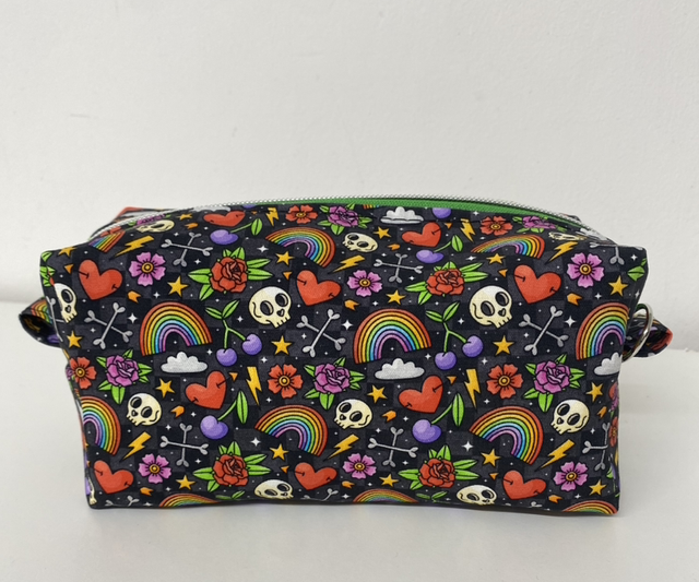 Skulls and Rainbows Boxy Pouch 