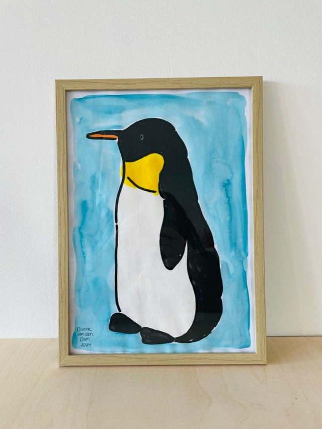 Schilderij pinguïn, 21 x 30 cm