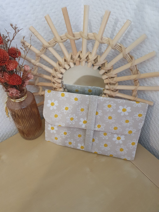 Jeannette coton Marguerites / coton uni jaune curry