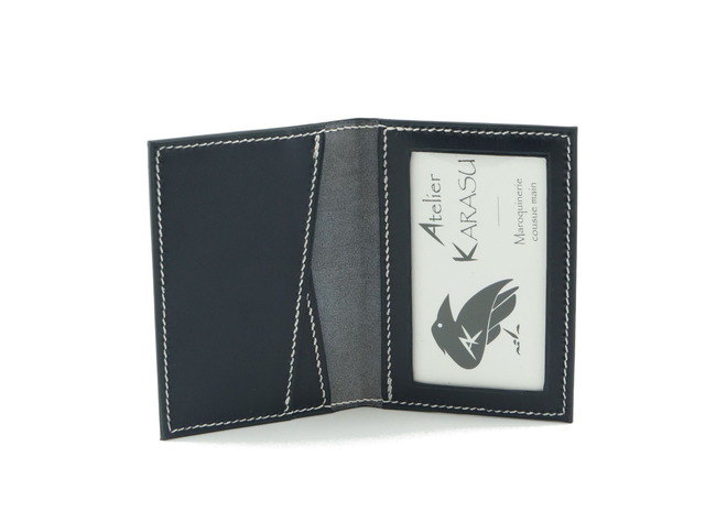 Porte-Cartes MADO Bleu Nuit Fil Blanc