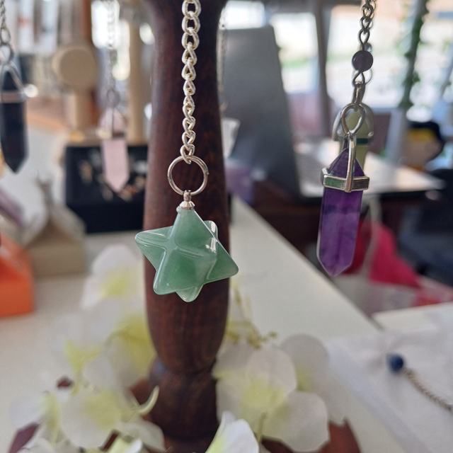 Aventurine Merkaba Star with Selenite Pendulum