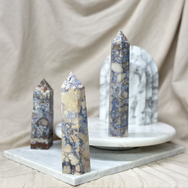 Blue Flower Agate Tower #4