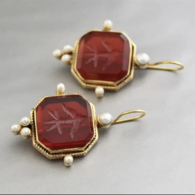 Bohemian vintage red drop earrings