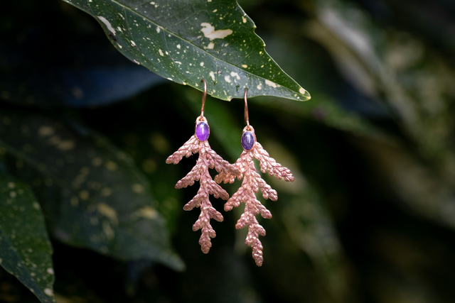Boucles d&#039;oreille Thuya améthyste
