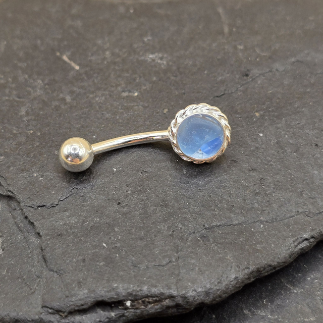 925 Belly Bar Seaglass (Stainless Steel Bar)