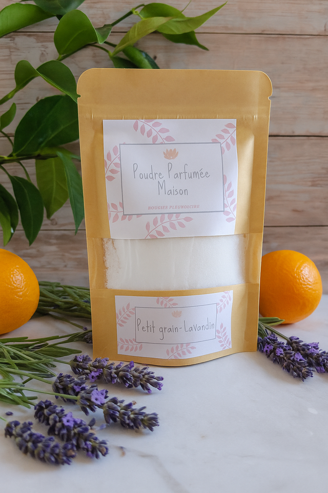 Poudre désodorisante, parfum &quot;Petit grain-Lavandin&quot;