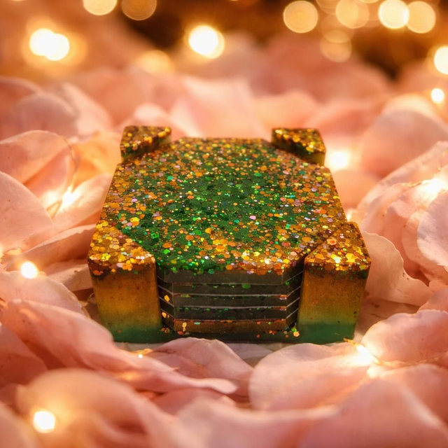 Ensemble de  4 dessous de verres et son support - Collection Narcisse Minérale 