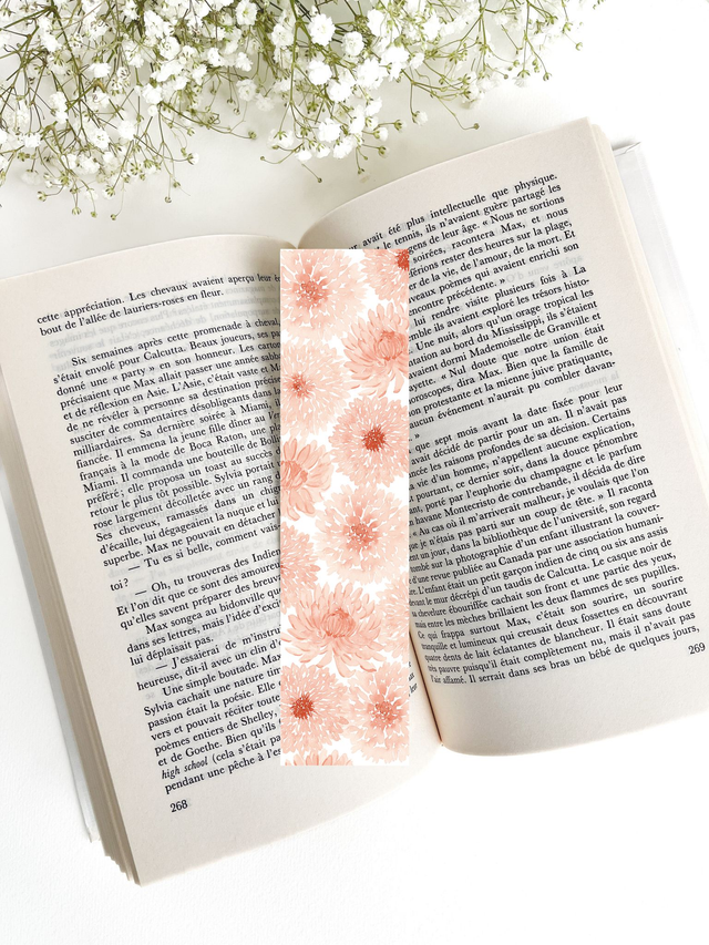 Marque-page aquarelle - Dahlias -