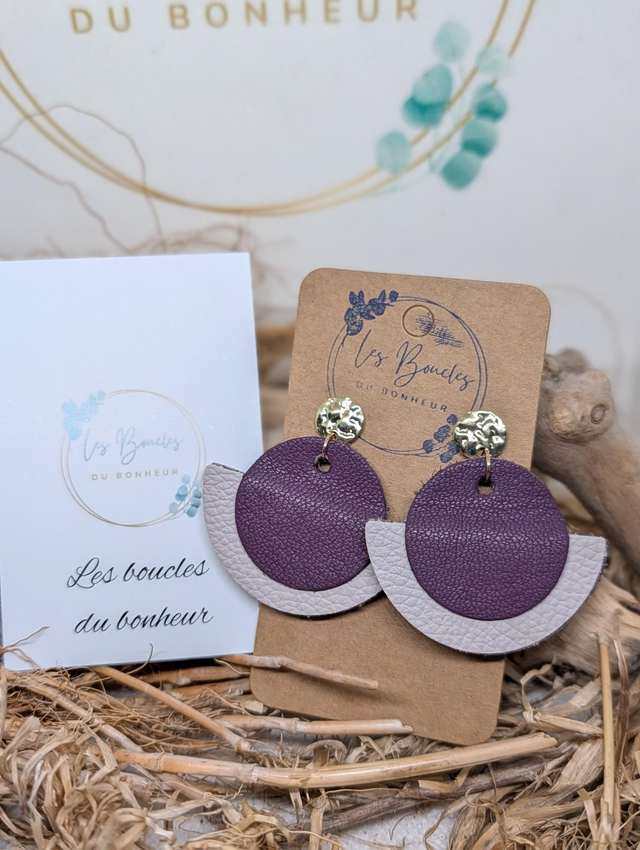 Boucles d'oreilles Dona violet beige do112