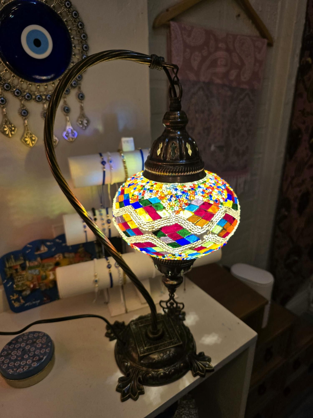 Large Mosaic Swanneck Table Lamp