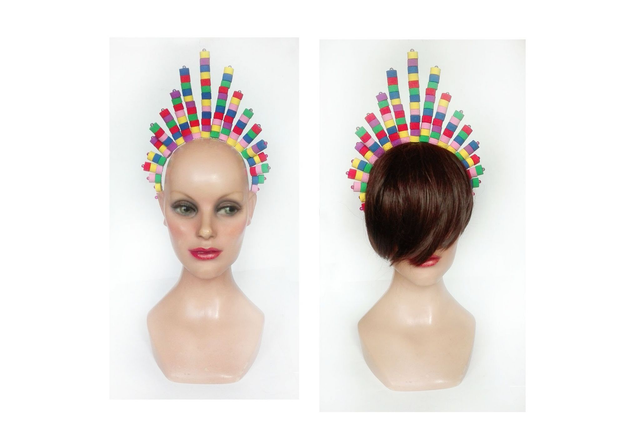 Serre-tête diadème multicolore coiffe chapeau mariage cérémonie