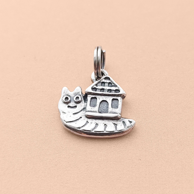 Snail Silver Charm - House pendant
