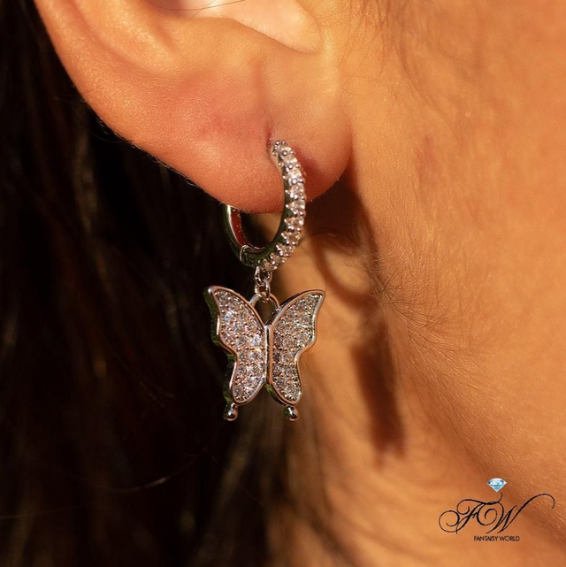 Boucles D'oreilles Pendantes Papillons 