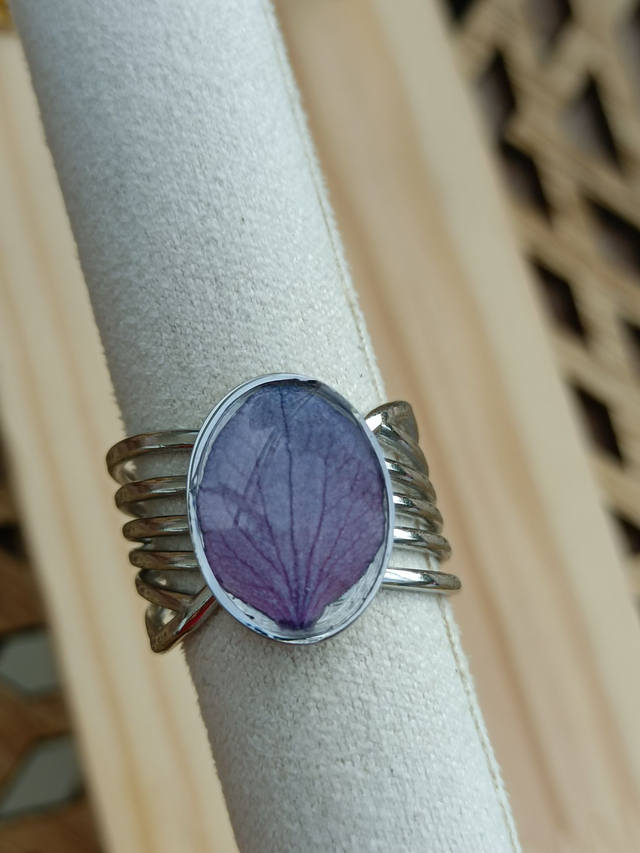 Bague Large Multirangs - Argent - Pétale Violet