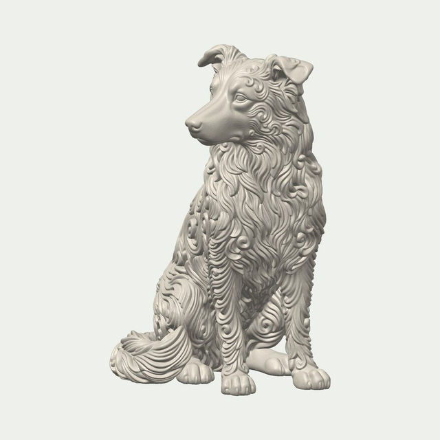 Sitting Border Collie Statue