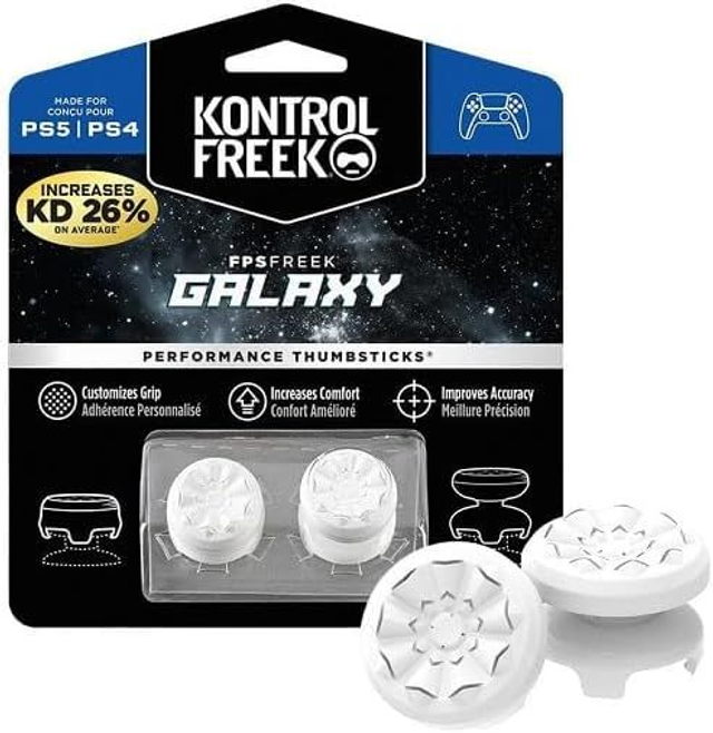 KontrolFreek FPS Freek Galaxy Wit voor PlayStation 4 (PS4) en PlayStation 5 (PS5) | Performance Thumbsticks | 1 High-Rise, 1 Mid-Rise