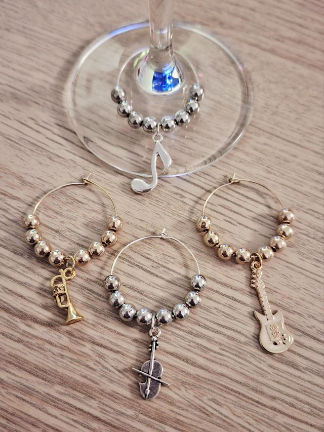 Music themed wine glass charms set of 4