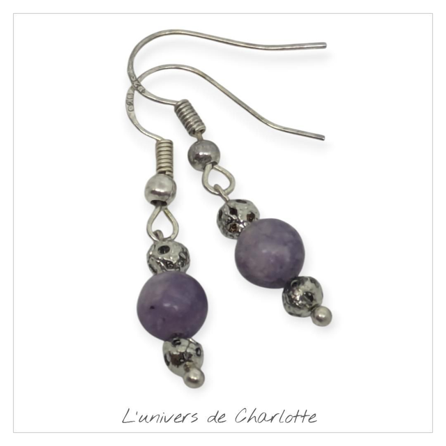 Boucles d&#039;oreilles &quot;Lépidolite&quot; BO-018