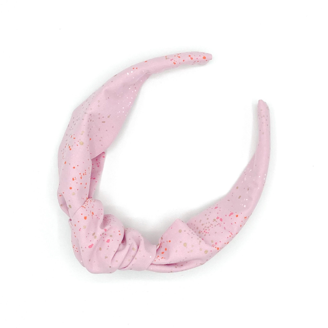 Top Knot Alice Band - Sakura Metallic Gold Speckle (Pink) - Japanese Cotton