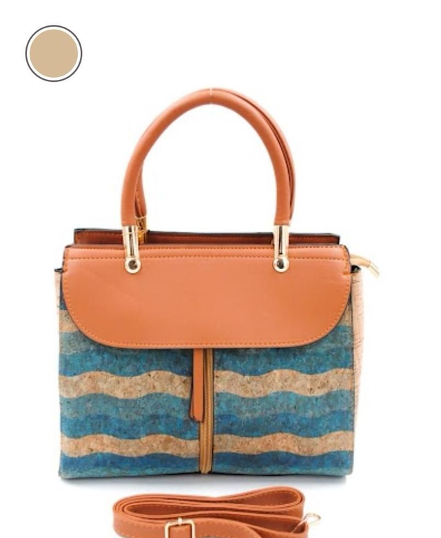 Sac en liège naturel strié bleu 