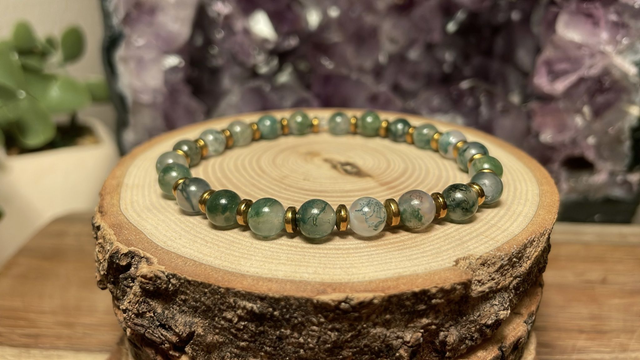 Bracelet AGATE MOUSSE 6mm (Avec hématites)