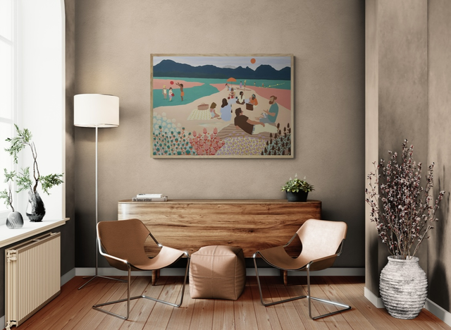 “Une bière entre potes” 70x100 sur bois acrylique original 