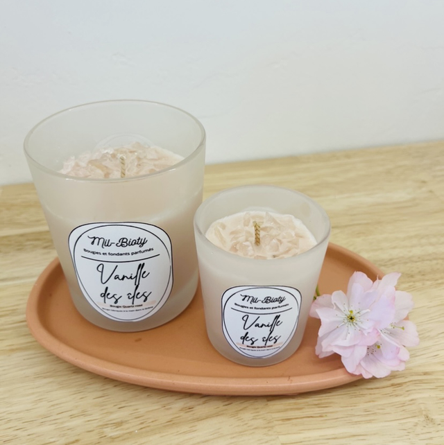 Bougie Quartz rose : Vanille des îles