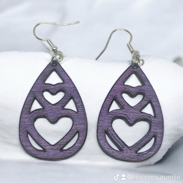 Boucles d'oreilles bois 100% création artisanale 