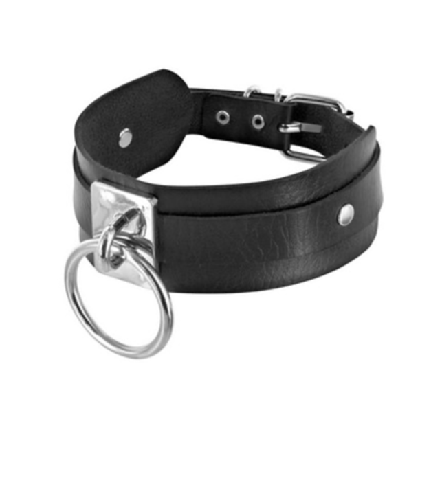 Collier large noir avec anneau Fétish Tentation