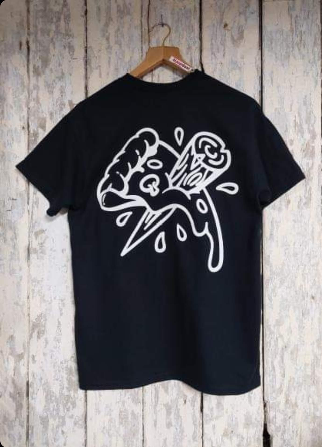 T-Shirt - Black with White Print 