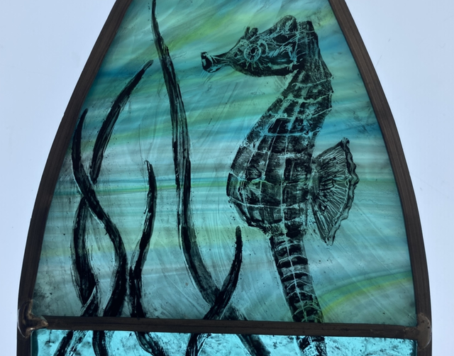 Seahorse stained glass arch