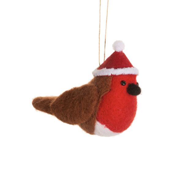 Festive Robin Felt Hanging Decoration